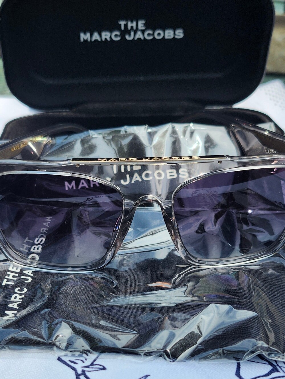 Marc Jacobs Translucent Lilac Frame Sunglasses with Gold Trim
